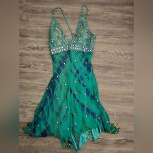 Gorgeous Turqois Beaded Fairy Dress - 100% Silk